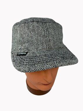 Vonzipper L / XL Herringbone Wool Blend Military Hat Black White AS IS